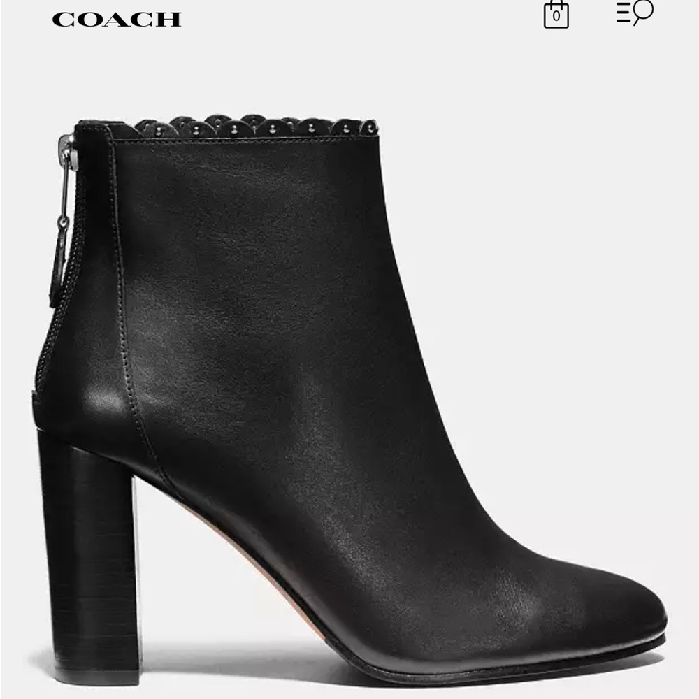 Coach Brown Heeled Boots with Scalloped Edge